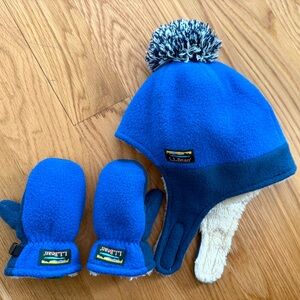 LL Bean Toddler snow hat and mittens